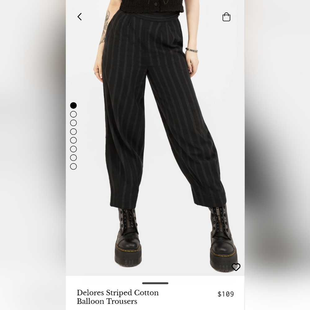 Disturbia Delores Striped Cotton Balloon Trousers NWOT